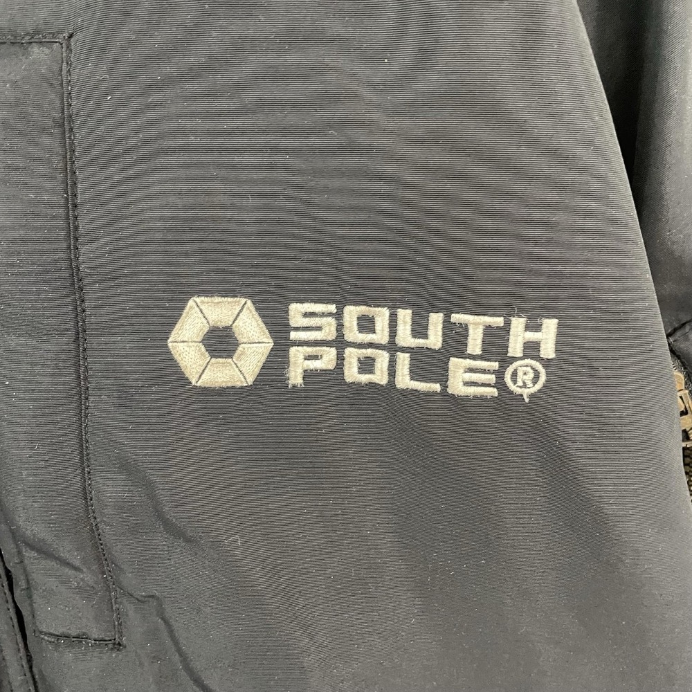 Southpole Jacket Mens XL Black Hooded Down Puffer Bomber Full Zip Winter Nylon - Picture 3 of 12